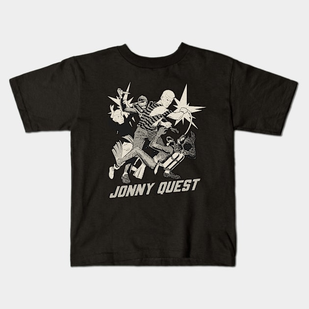 Jonny Quest -monochrome Kids T-Shirt by RetroPandora